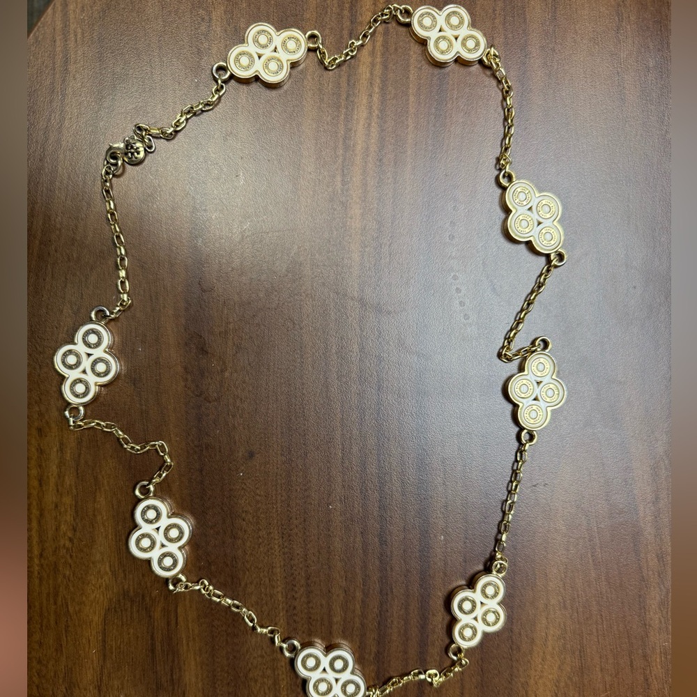 Tory Burch enamel Cole clover rosary necklace